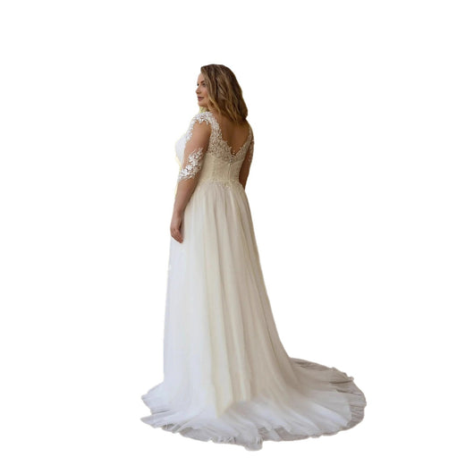 Vestido de Novia Talla Grande Escote V Encaje y Falda Voluminosa - Image 5