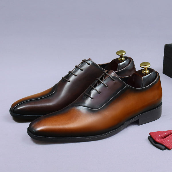 Zapatos Formales de Cuero para Hombre Estilo Británico con Diseño Bicolor