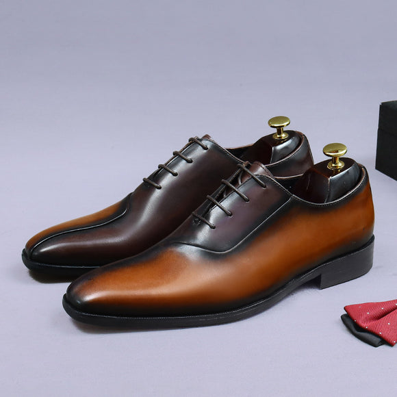 Zapatos Formales de Cuero para Hombre Estilo Británico con Diseño Bicolor