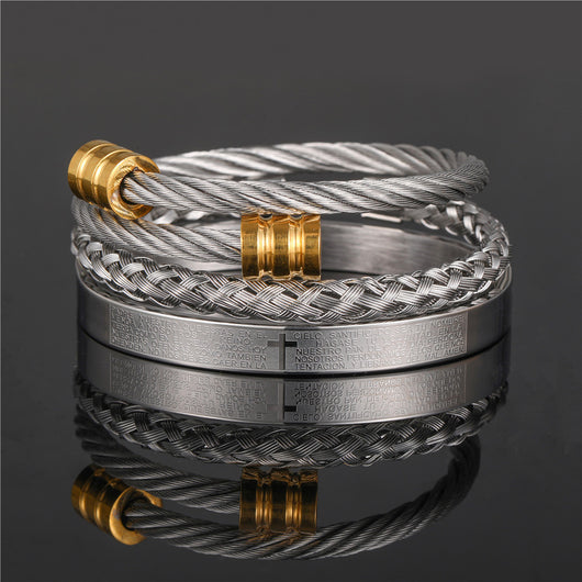 Pulsera de Acero Titanio Estilo Punk con Diseño Romano - Image 18