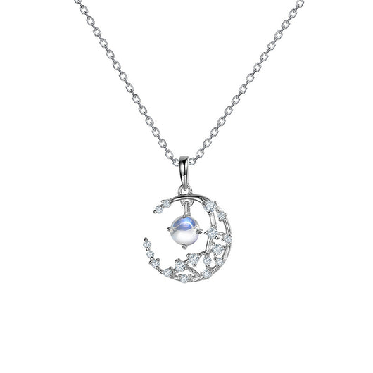 Collar Colgante Estrella y Luna con Piedra de Luna Natural