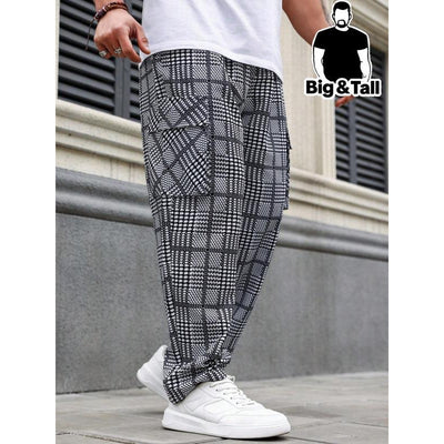 Pantalón de Talla Grande para Hombre con Estampado Escocés y Cintura Ajustable - Image 3