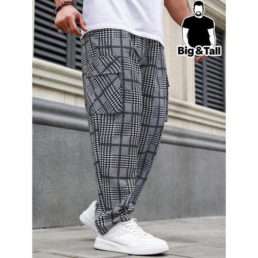 Pantalón de Talla Grande para Hombre con Estampado Escocés y Cintura Ajustable - Image 3