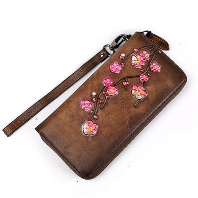 Billetera de Cuero Grabado con Múltiples Compartimentos para Tarjetas - Bolso de Mano para Mujer - Image 3
