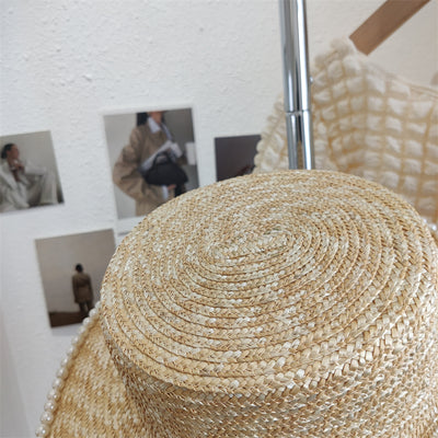 Sombrero de Paja Artesanal con Perlas para Mujer - Image 8