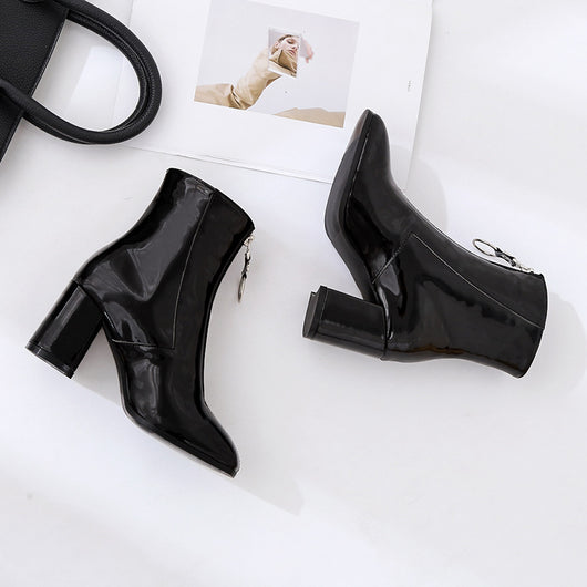 Botines de Tacón Cuadrado Grueso - Tendencia Coreana - Image 7