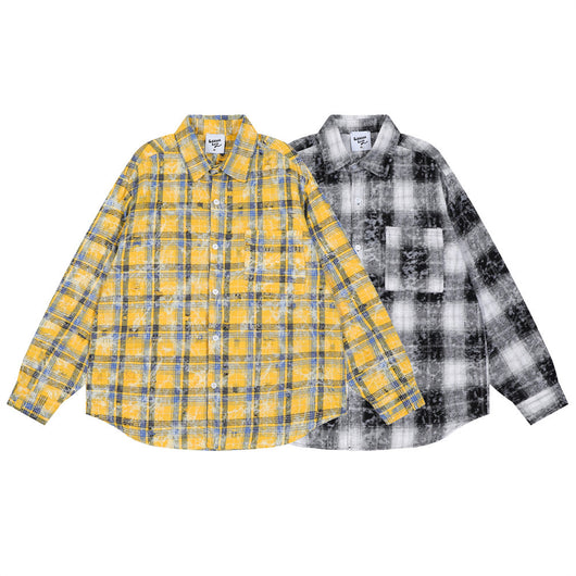 Camisa Cuadriculada Holgada de Manga Larga para Hombre