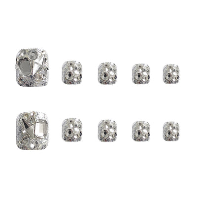 Uñas de Diamante Completo Plateadas - Image 5