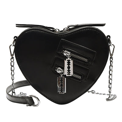 Bolso Satchel Pequeño de Cuero PU con Cadena de Corazón - Image 9