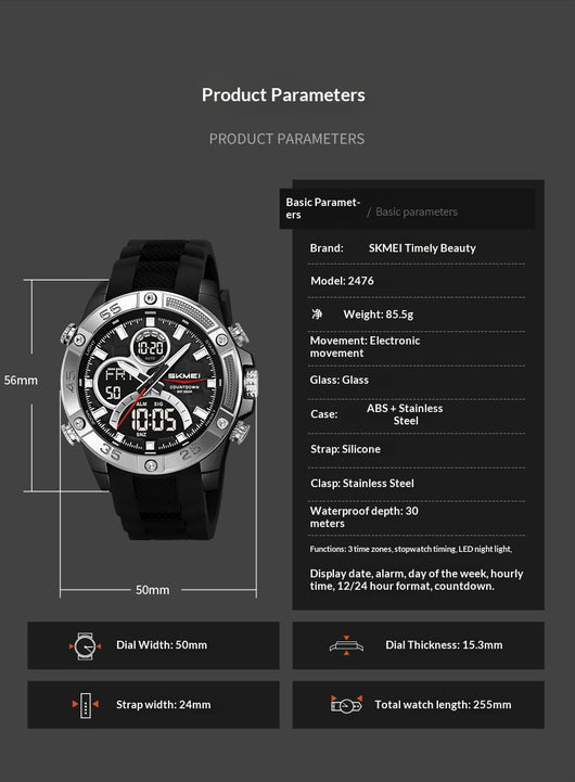 Reloj Digital Multifuncional Resistente al Agua para Hombre - Image 10