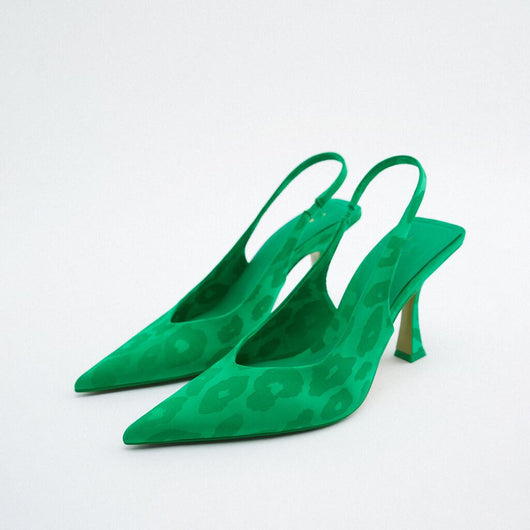 Sandalias de Tacón Alto Stiletto con Tira Trasera y Punta Aguda