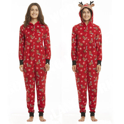 Jumpsuit Navideño con Capucha y Estampado Festivo