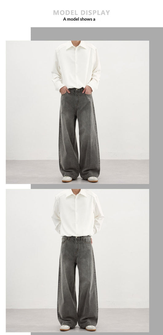 Pantalones Vaqueros Gris Lavado Básicos para Hombre - Otoño Invierno - Image 15