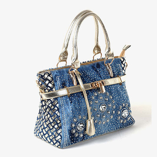 Bolso Bandolera Denim con Cierre de Strass y Incrustaciones de Vidrio - Image 2