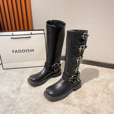 Botas Martin de Cuero Genuino con Tacón Robusto y Hebilla Retro para Mujer - Image 5