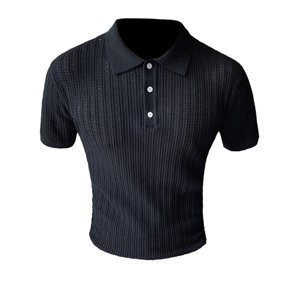 Polera Slim-fit de Algodón Puro con Cuello Solapa