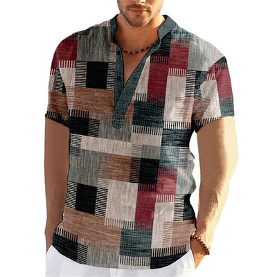 Camisa de Lino Estampada para Hombre - Primavera y Otoño