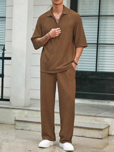 Conjunto Casual de Verano para Hombre: Playera Manga Corta y Pantalón Recto Cómodo - Image 2
