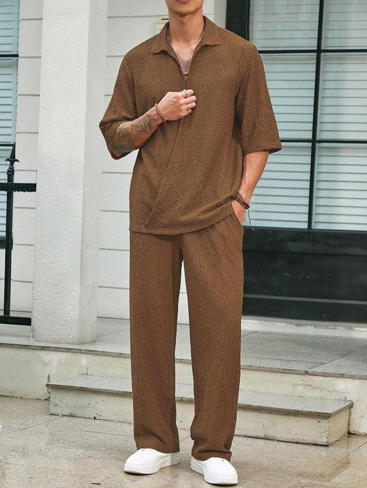 Conjunto Casual de Verano para Hombre: Playera Manga Corta y Pantalón Recto Cómodo - Image 2