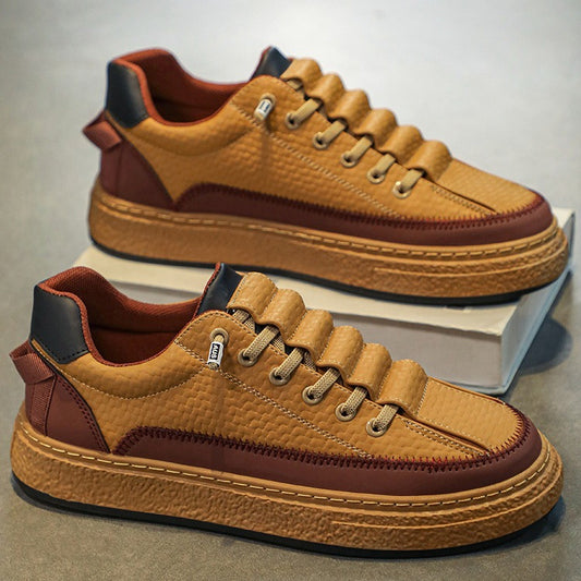 Tenis de Cuero para Skateboard con Plataforma - Estilo Casual Deportivo