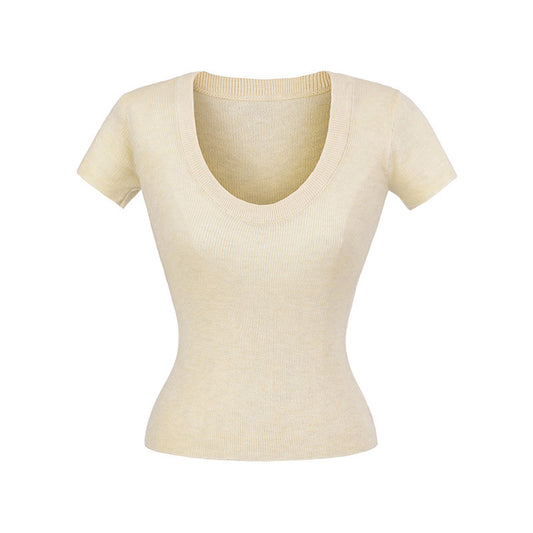 Blusa Ajustada de Lana Estilo Europeo - Cuello Redondo Liso y Elástico - Image 2