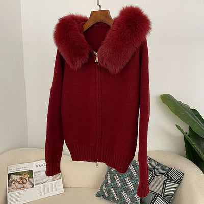Abrigo de Primavera para Mujer con Cuello de Zorro Real y Capucha - Image 39