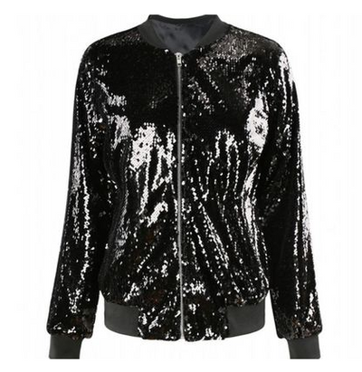 Chaqueta Beisbolera Mujer XL con Lentejuelas - Estilo Deportivo Brillante - Image 3