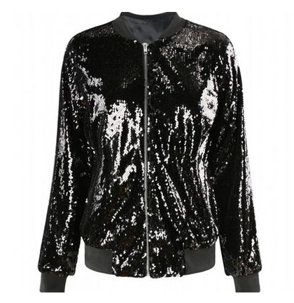 Chaqueta Beisbolera Mujer XL con Lentejuelas - Estilo Deportivo Brillante - Image 3