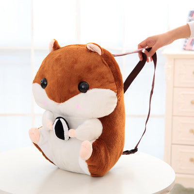 Mochila Peluche Hamster Redondo Lolita - Disfraz Cosplay Adorable Blanco y Marrón - Image 2