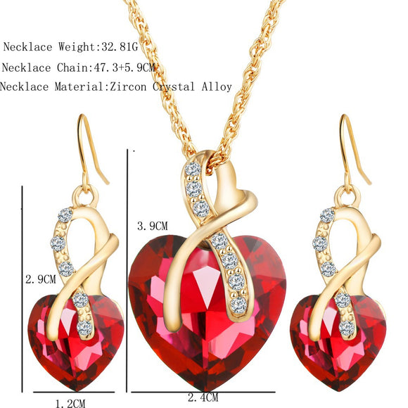 Aretes de Cristal Austriaco Zircón en Forma de Corazón