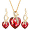 Heart-shaped faux austrian crystal zircon earrings Rojo