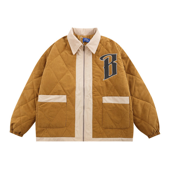 Abrigo Térmico Acolchado Hombre Estilo Retro Solapas Anchas