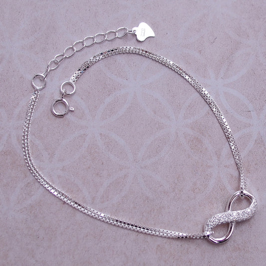 Pulsera de Plata Infinita con Suerte - Image 2