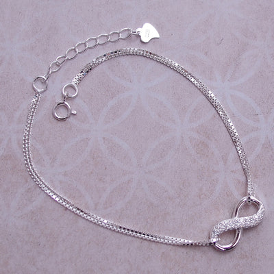Pulsera de Plata Infinita con Suerte - Image 2