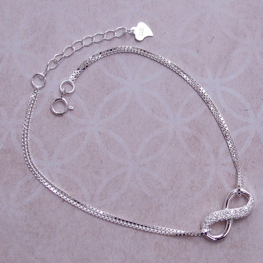 Pulsera de Plata Infinita con Suerte - Image 2
