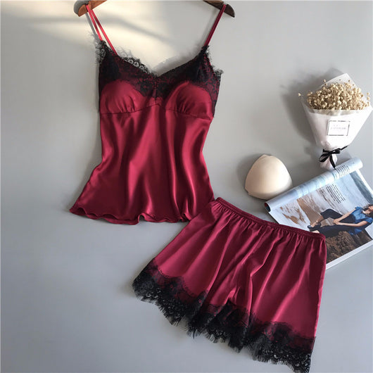 Conjunto de Pijama Seda Cinta Hielo para Mujer - Dos Piezas Loungewear - Image 8