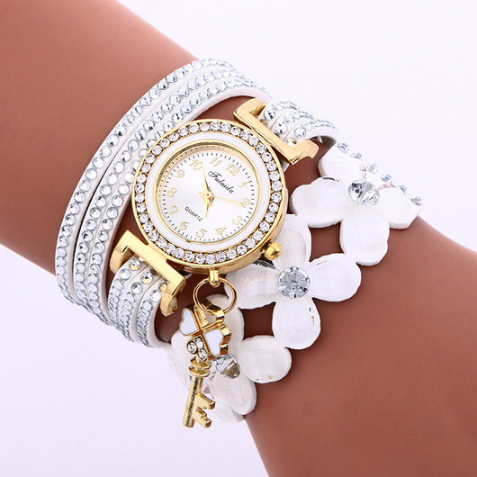Reloj Pulsera de Cristal y Strass Dorado - Image 14