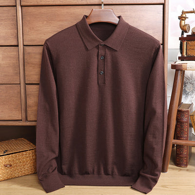 Polo de Lana Fina Merino para Hombre - Camisa de Manga Larga Elegante - Image 7
