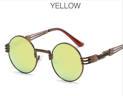 Gafas de Sol Redondas Steampunk Doradas con Cristales Espejados - Estilo Retro Vintage Unisex - Image 17