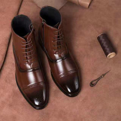 Botas Altas de Cuero para Hombre Talla Grande - Estilo Casual Tallado