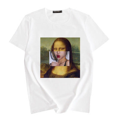 Camiseta Estampado Artístico Óleo Cuello Redondo para Mujer - Image 12
