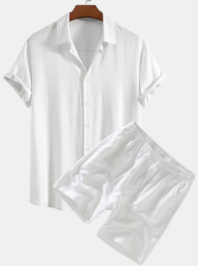 Conjunto Casual de Camisa y Shorts de Color Sólido para Hombre - Image 10