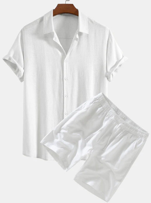 Conjunto Casual de Camisa y Shorts de Color Sólido para Hombre - Image 10