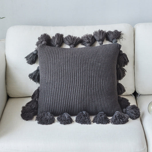 Almohada de Lana Escandinava de Color Sólido - Image 4