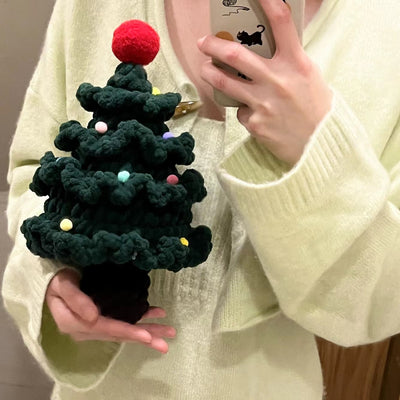 Árbol de Navidad Tejido a Crochet - Decoración Festiva y Accesorio para Eventos