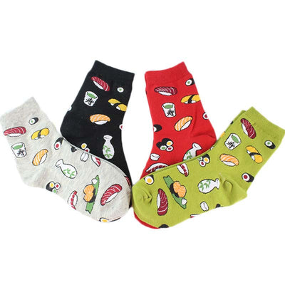 Calcetines Medianos de Algodón para Mujer con Diseño de Sushi y Vida Creativa - Image 4