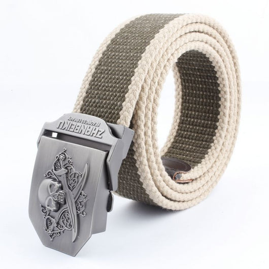Cinturón Canvas con Hebilla Doble Calavera - Estilo Casual Versátil - Image 31