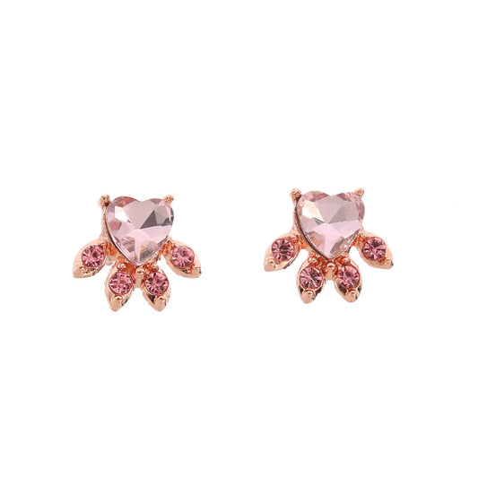 Aretes Huella de Perro Oro Rosa Pequeños para Mujer