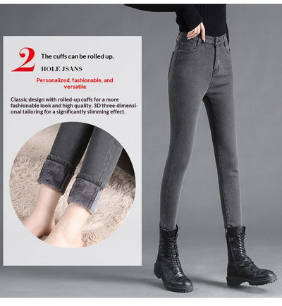Jeans Talle Alto Forrados en Polar Extra Gruesos para Mujer - Image 19