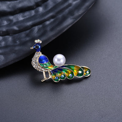 Broche Pavo Real con Circonitas - Joya de Lujo